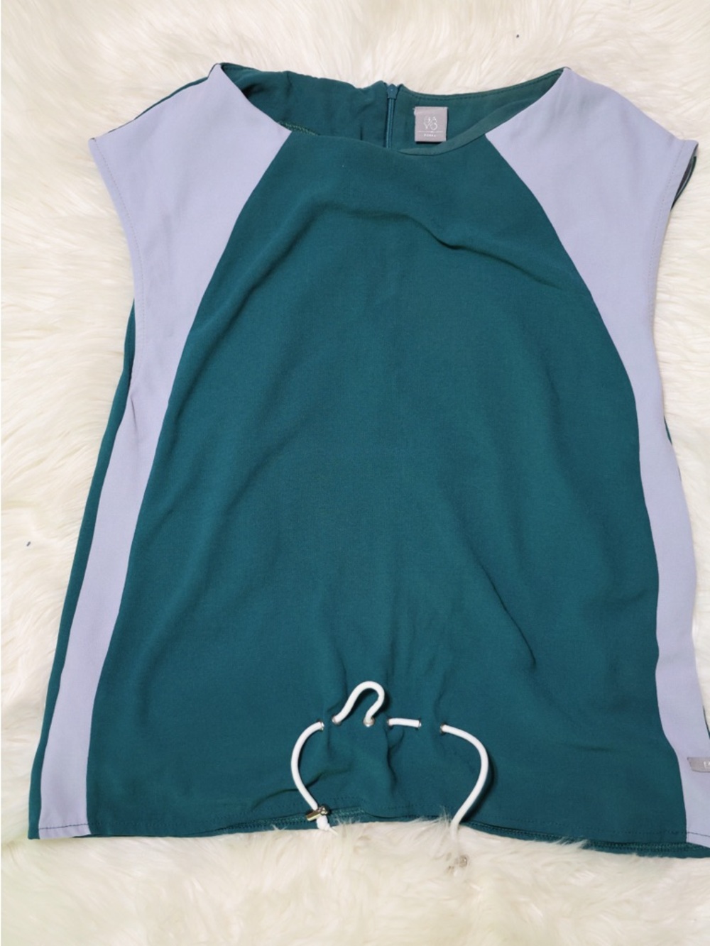 Colorblock Teal and Light Gray Sleeveless Top